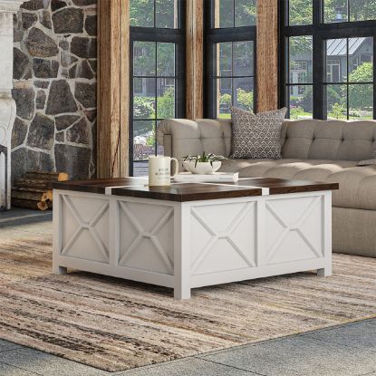 Picture of Acireale White Two Tone Coffee Table With Blanket Storage