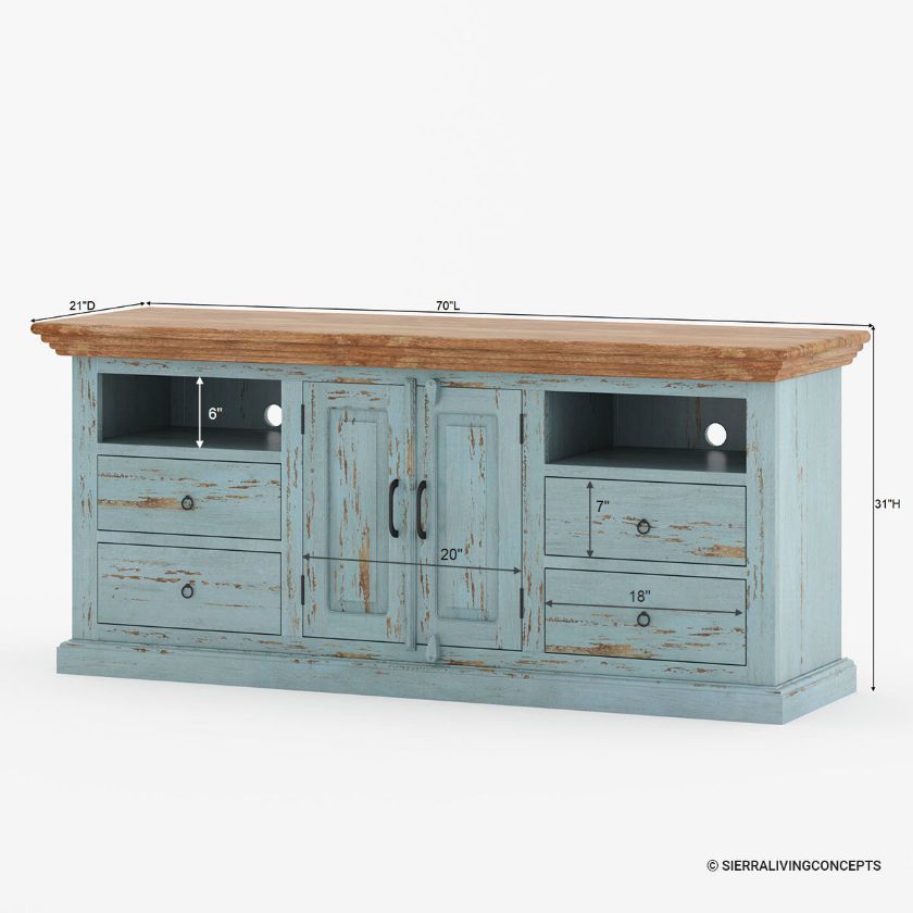 Angleton Farmhouse Solid Wood Media Console Cabinet (70