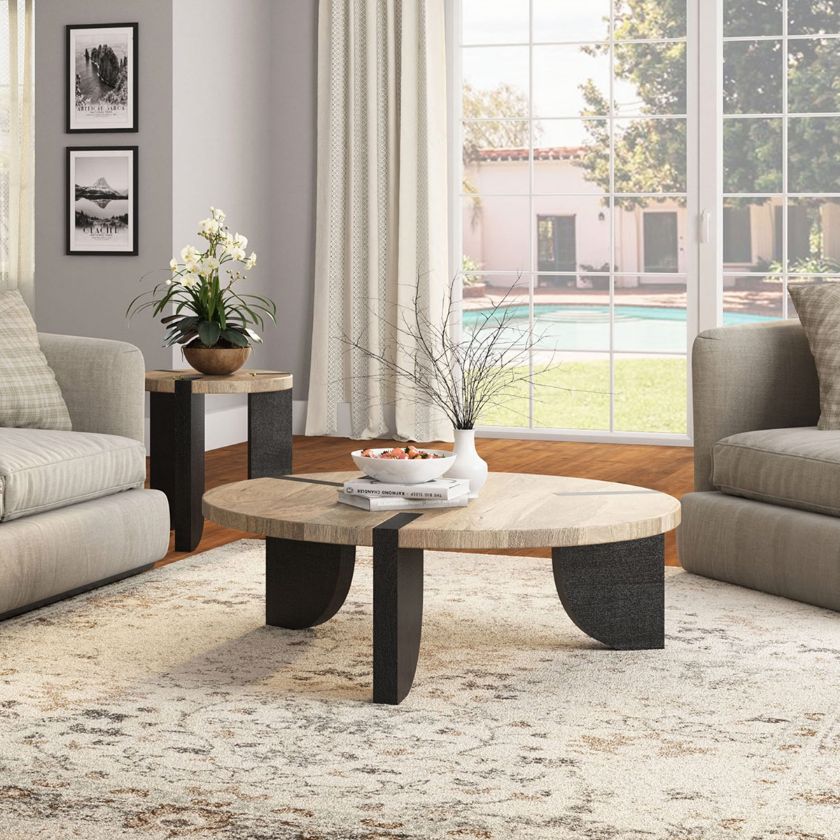 Picture of Honfleur Solid Wood 2 Tone Coffee Table And End Table Set