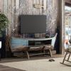 Picture of Palencia Unique Boat Shape Rustic Solid Wood Large TV Stand (87")