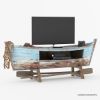 Picture of Palencia Unique Boat Shape Rustic Solid Wood Large TV Stand (87")