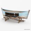 Picture of Palencia Unique Boat Shape Rustic Solid Wood Large TV Stand (87")