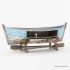 Picture of Palencia Unique Boat Shape Rustic Solid Wood Large TV Stand (87")