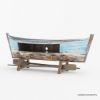 Picture of Palencia Unique Boat Shape Rustic Solid Wood Large TV Stand (87")