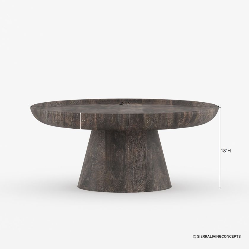 Pontevedra 42 Inch Round Pedestal Coffee Table  Dimension Image