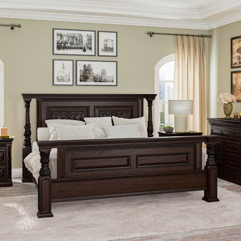 Picture of Lindenhurst Mahogany Wood Traditional Solid Wood bed