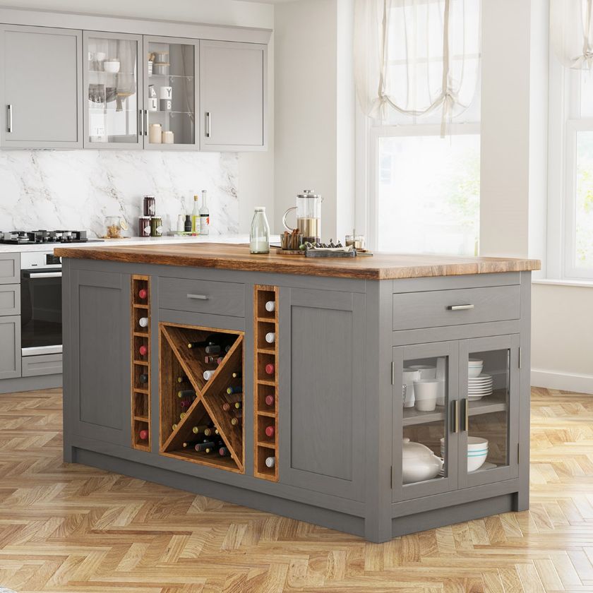 Picture of Addington Solid Mango Wood 2 Tone Large Kitchen Island With Drawers