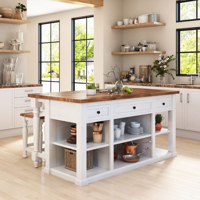 Picture of Rhinebeck Rustic Farmhouse Kitchen Island with Seating and Storage