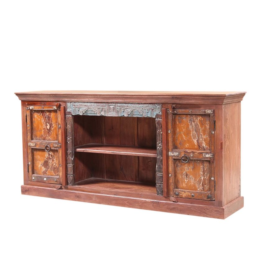 Picture of Rustic Solid Wood 2 Tier Media Cabinet
