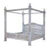 Picture of Adelaide Distressed Hand Painted Royal Solid Wood Canopy Platform Bed