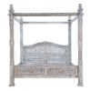 Picture of Adelaide Distressed Hand Painted Royal Solid Wood Canopy Platform Bed