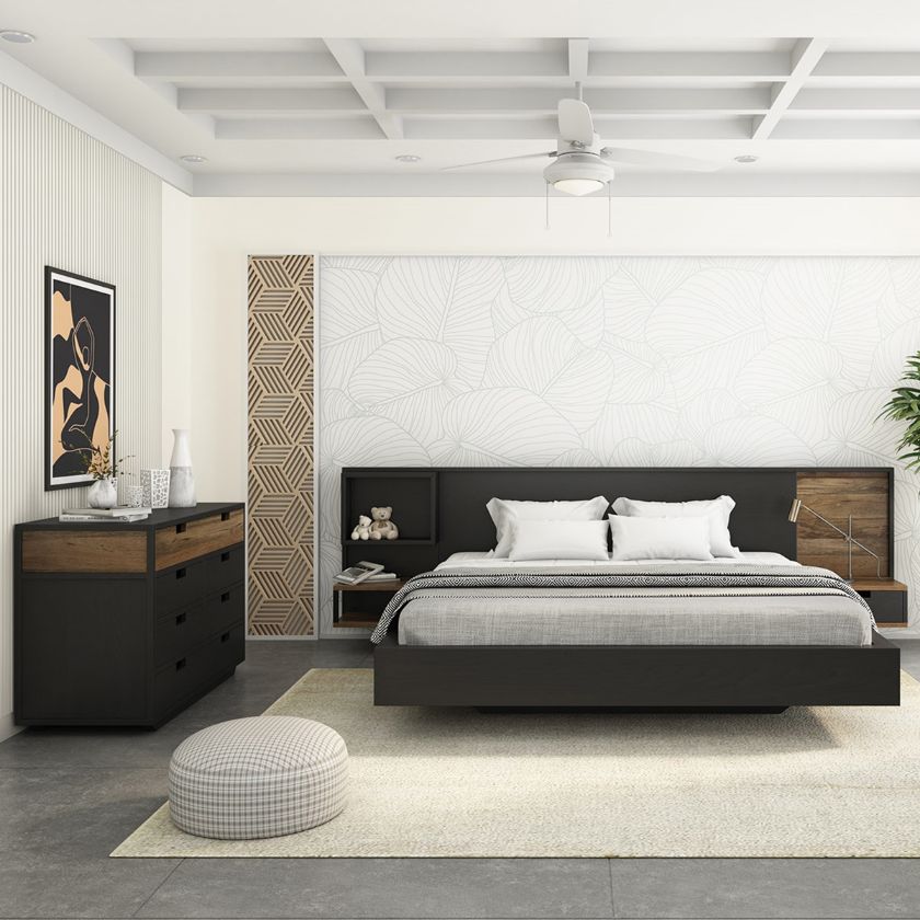 Picture of Clifden Rustic Modern Solid Wood Floating Bedroom Set