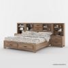 Picture of Villeneuve Modern Farmhouse 4 Piece Bedroom Set w Bookcase Headboard