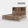 Picture of Villeneuve Modern Farmhouse 4 Piece Bedroom Set w Bookcase Headboard