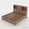 Picture of Villeneuve Modern Farmhouse 4 Piece Bedroom Set w Bookcase Headboard