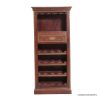 Picture of Rustic Solid Wood Hand Carved Tall Wine Bar Cabinet