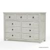 Picture of Burford Mahogany Wood 9 Drawer Distressed White Dresser