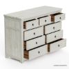 Picture of Burford Mahogany Wood 9 Drawer Distressed White Dresser