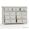 Picture of Burford Mahogany Wood 9 Drawer Distressed White Dresser