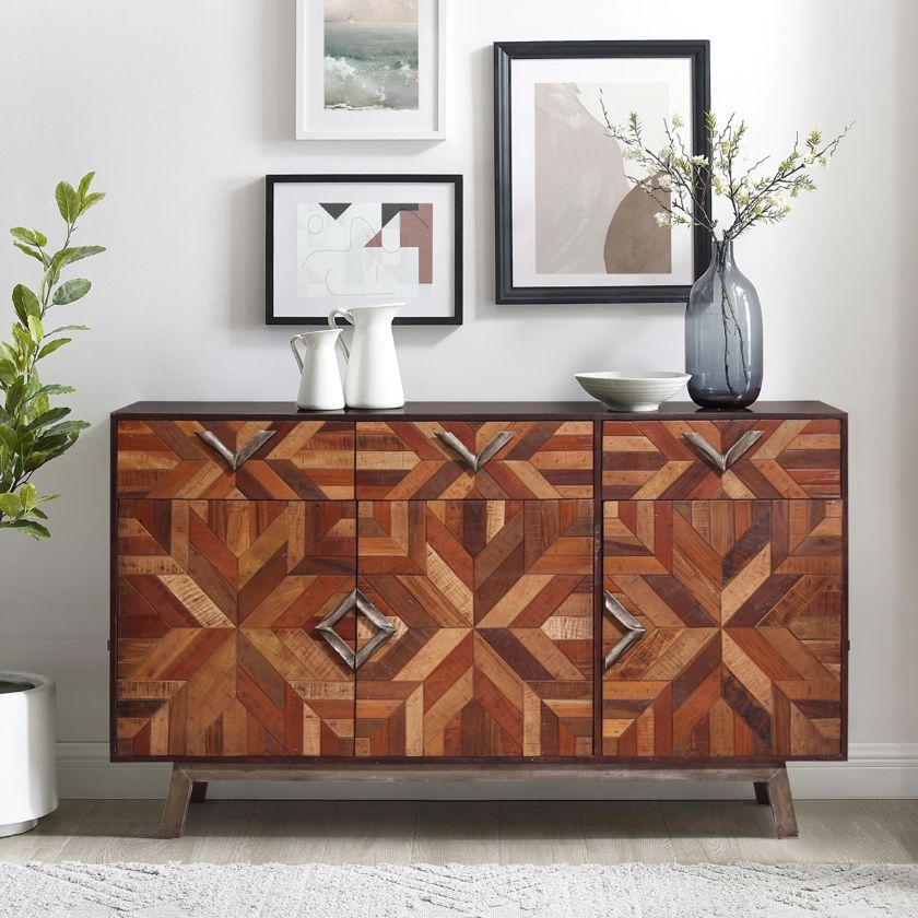 Picture of Rustic Contemporary Solid Wood 3 Drawer Large Sideboard