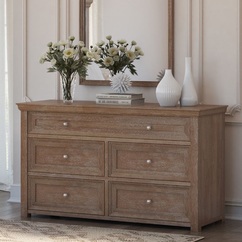 Picture of Shrewsbury Rustic Solid Wood 5 Drawer Bedroom Dresser