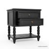 Picture of Thetford Traditional Black Solid Wood 2 Drawer Nightstand