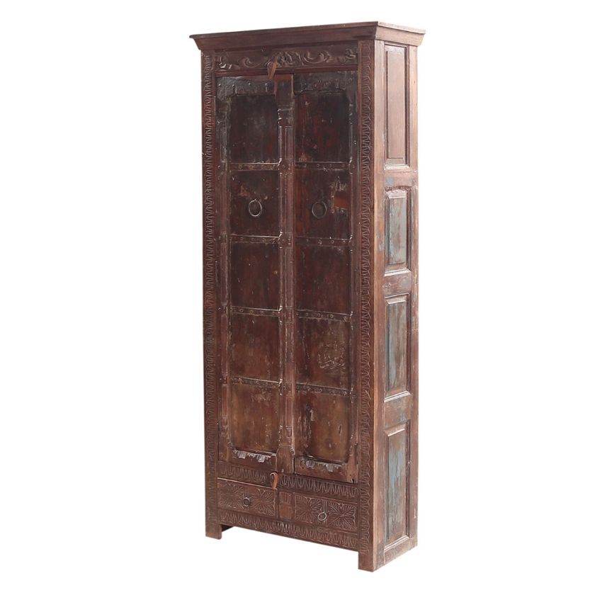 Picture of Traditional Rustic Solid Wood 4 Tier Double Door Armoire