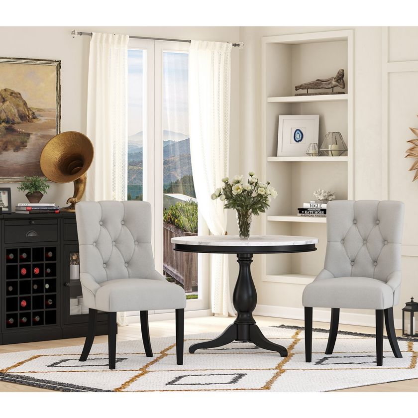 Marbella Two Tone Solid Wood Modern 4 Piece Kitchen Table Chair Set