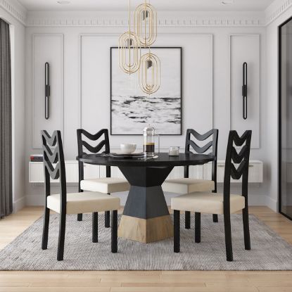 Picture of Middelburg Black 4 Seater Small Round Pedestal Kitchen Table Set