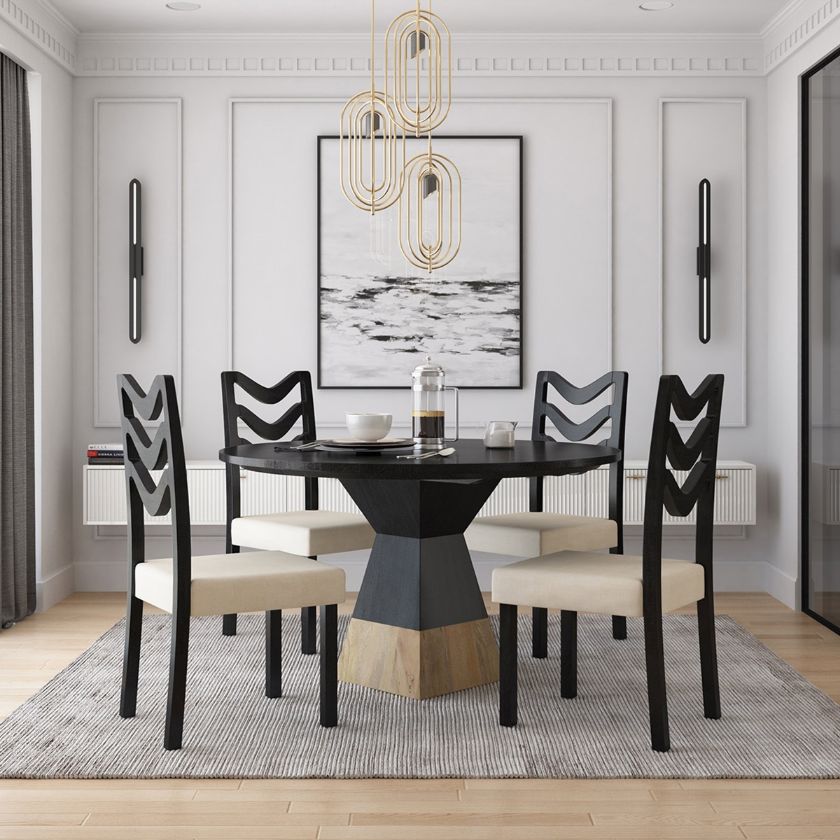 Picture of Middelburg Black 4 Seater Small Round Pedestal Kitchen Table Set