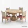 Picture of Bolsward Rustic Solid Wood Round Pedestal Kitchen Table Set of 4