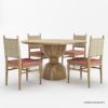 Picture of Bolsward Rustic Solid Wood Round Pedestal Kitchen Table Chair Set of 4