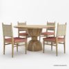 Picture of Bolsward Rustic Solid Wood Round Pedestal Kitchen Table Set of 4