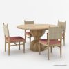 Picture of Bolsward Rustic Solid Wood Round Pedestal Kitchen Table Set of 4