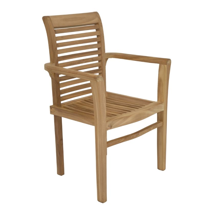 Picture of Woodlake Solid Teak Wood Outdoor Slatted Dining Armchair