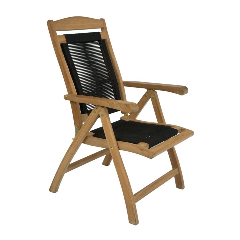 Picture of Taree Solid Teak Wood and Rope Outdoor Reclining Chair