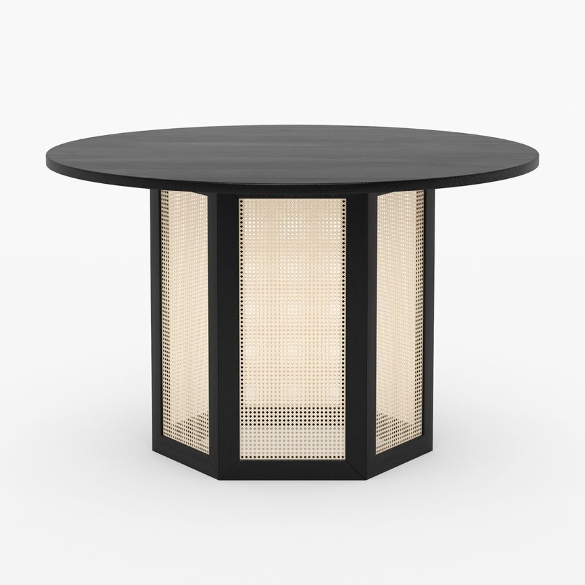 Picture of Varberg Solid Wood Cane Round Kitchen Table