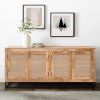 Picture of Gardena Rustic Solid Wood 4 Rattan Door Large Credenza