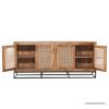 Picture of Gardena Rustic Solid Wood 4 Rattan Door Large Credenza