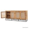 Picture of Gardena Rustic Solid Wood 4 Rattan Door Large Credenza
