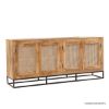 Picture of Gardena Rustic Solid Wood 4 Rattan Door Large Credenza