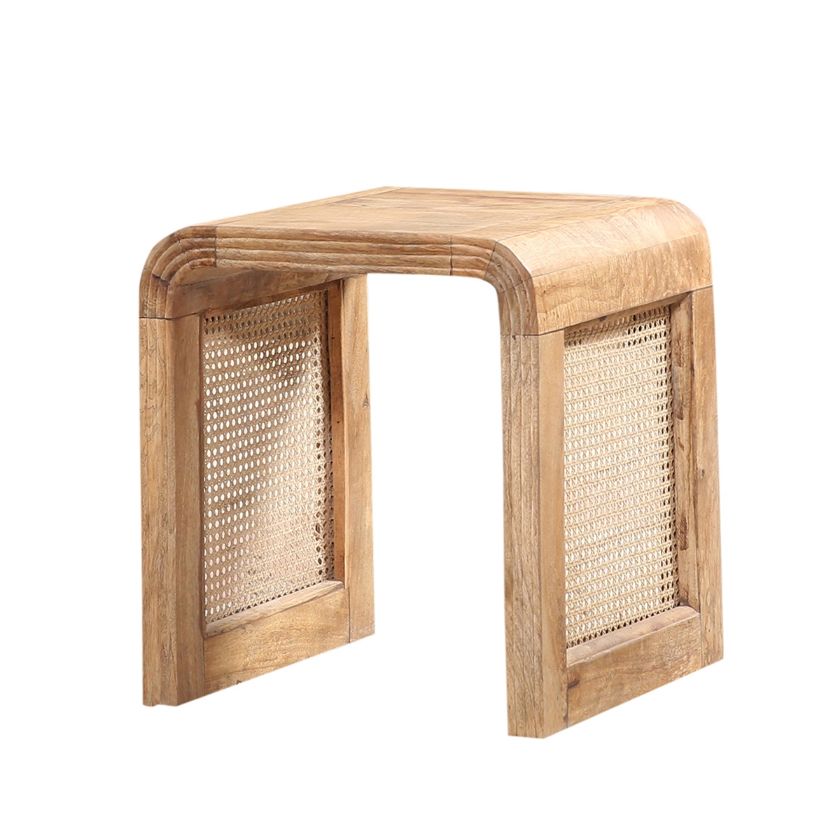 Picture of Gardena Solid Wood Curved Rattan Leg End Table