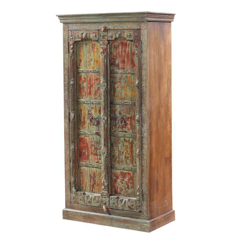 Picture of Huron Traditional Distressed Green 4 Tier Armoire