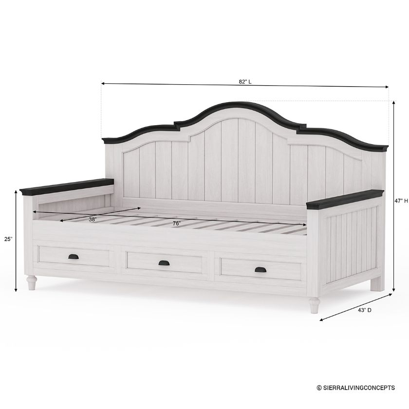 Girona Farmhouse Twin Daybed with Storage Drawers Size Image