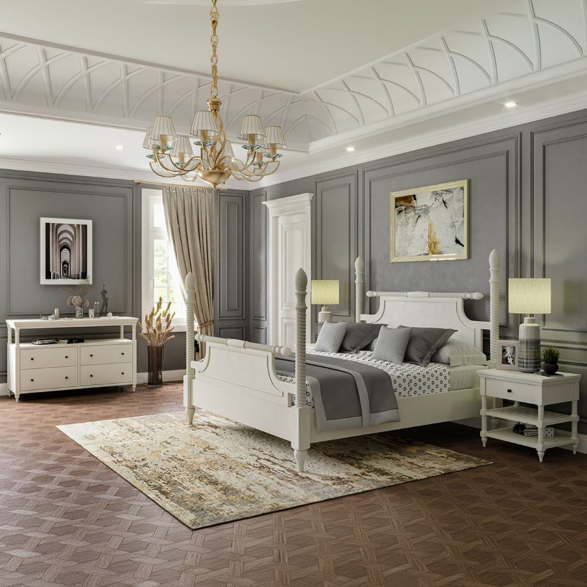 Picture of Hartlepool's White Solid Wood Handcrafted 4 Piece Bedroom Set
