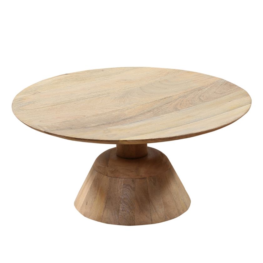 Picture of San Bruno Rustic Solid Wood Round Pedestal Coffee Table