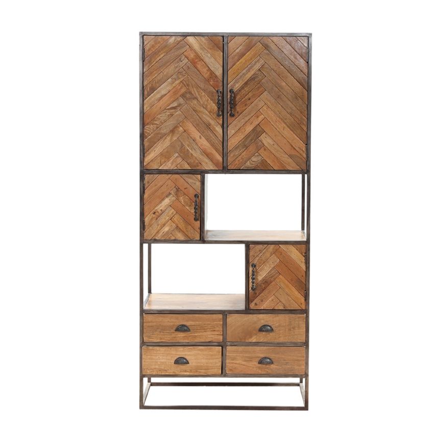 Picture of Arcata Industrial Rustic Solid Wood 4 Drawer Tall Armoire