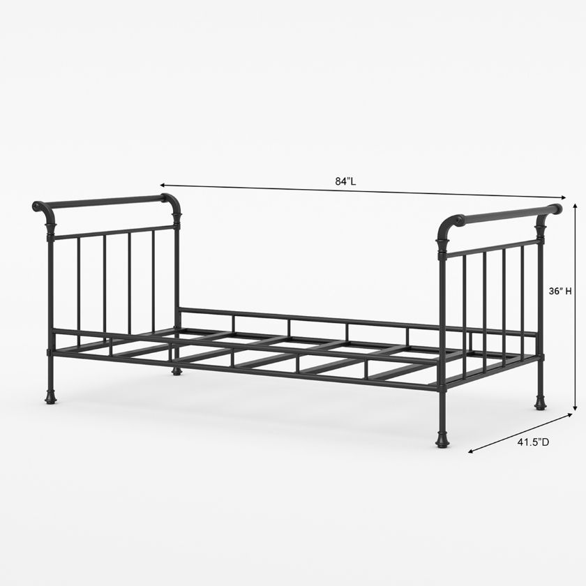 Bayonne Black Metal Twin Size Daybed Size Image