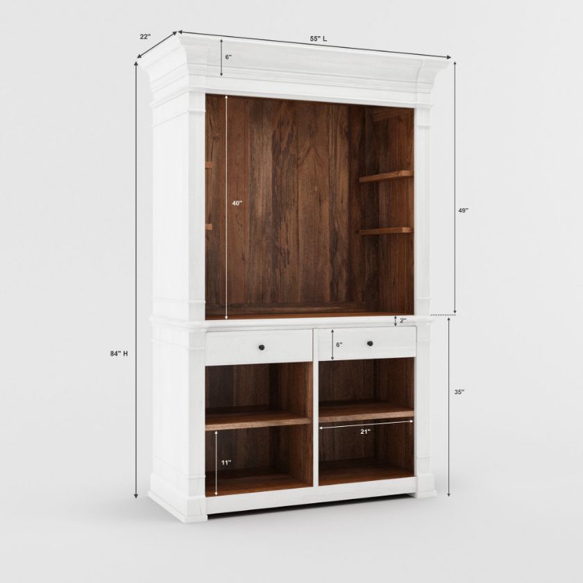 Cambuslang Large White Farmhouse Coffee Bar Hutch  Dimension Image