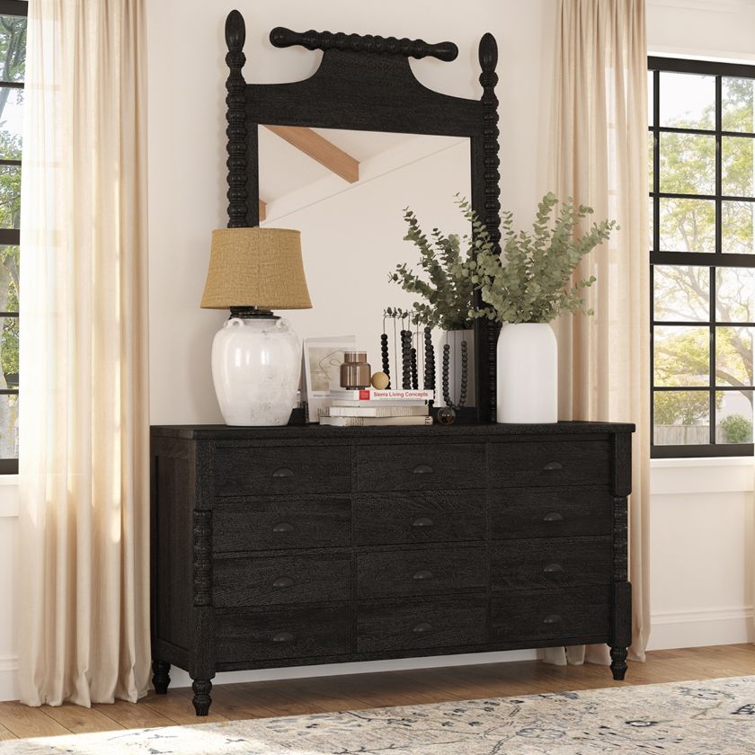Picture of Moncton Black Solid Wood 12 Drawer Dresser